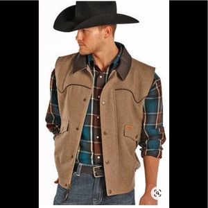 Powder River Holbrook Heather Wool Vest tan NWT